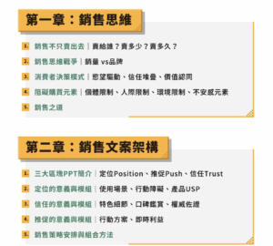 銷售文案：寫出你的產品熱賣轉換率-課程大綱-1